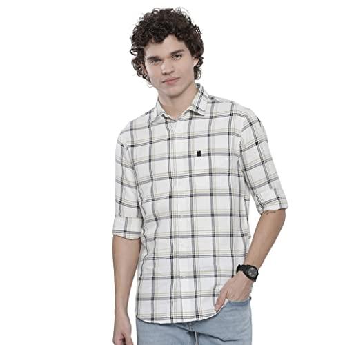 the indian garage co men's checkered slim fit shirt (0822-sh363-01_white xl)