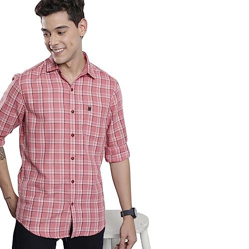 the indian garage co men's slim fit shirt (0822-sh358-01_pink l)