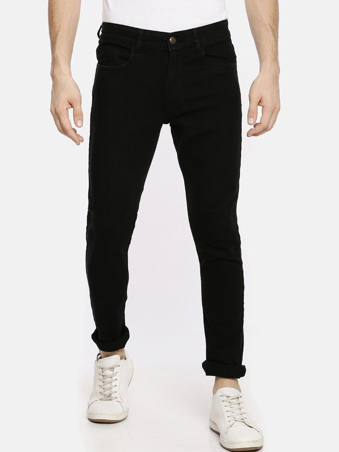 the indian garage co men black slim fit mid-rise clean look jeans