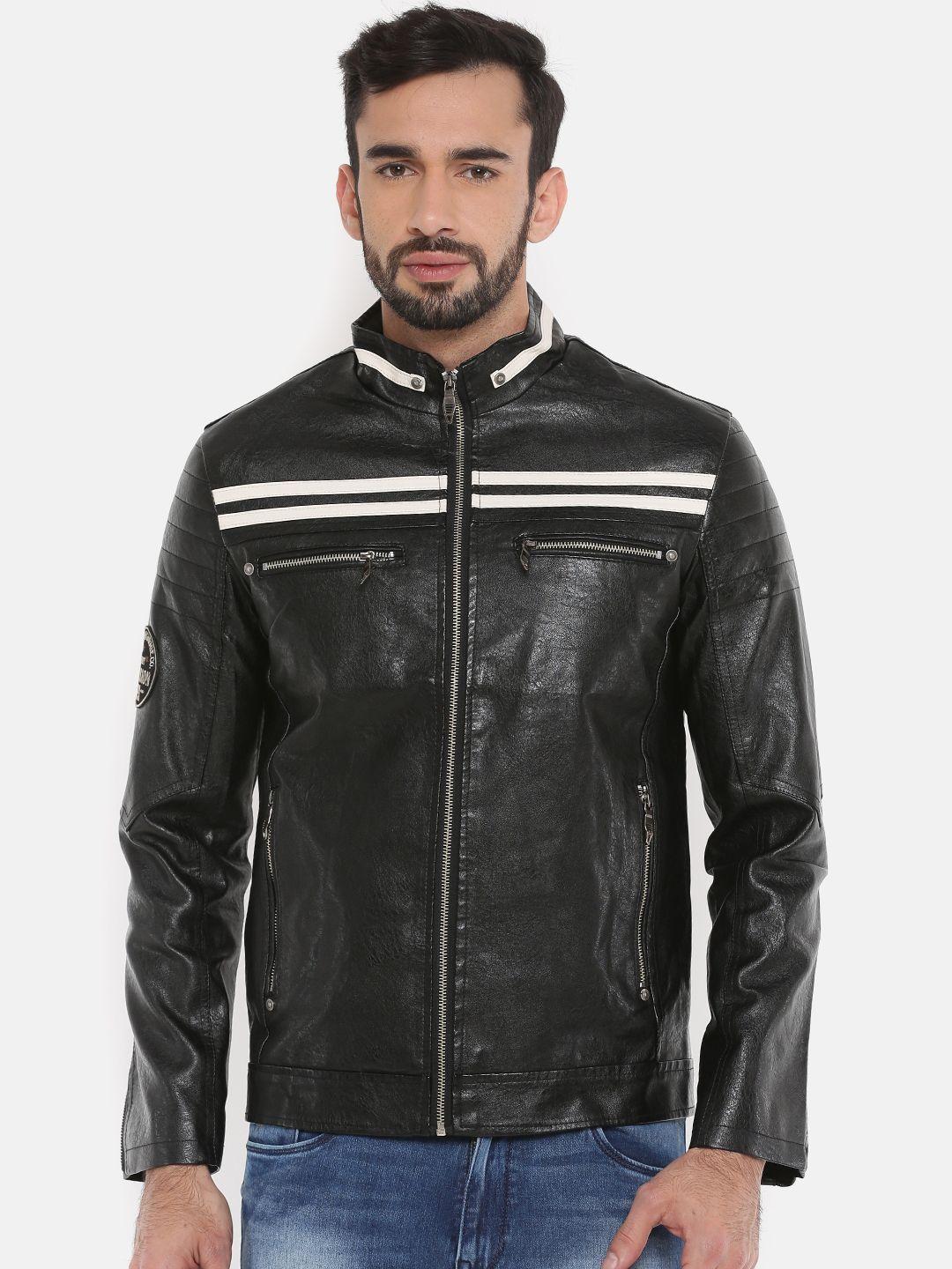 the indian garage co men black solid biker jacket