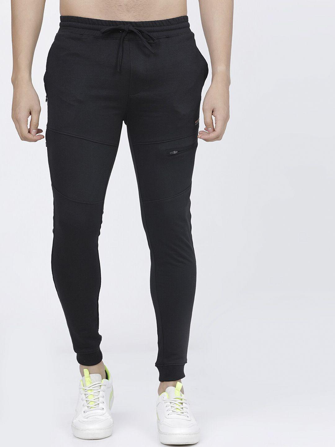 the indian garage co men black solid slim-fit track pants