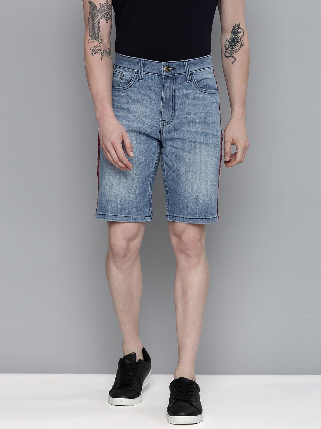 the indian garage co men blue slim fit denim shorts