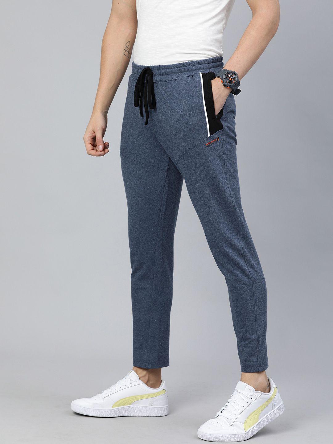 the indian garage co men blue solid regular fit track pants