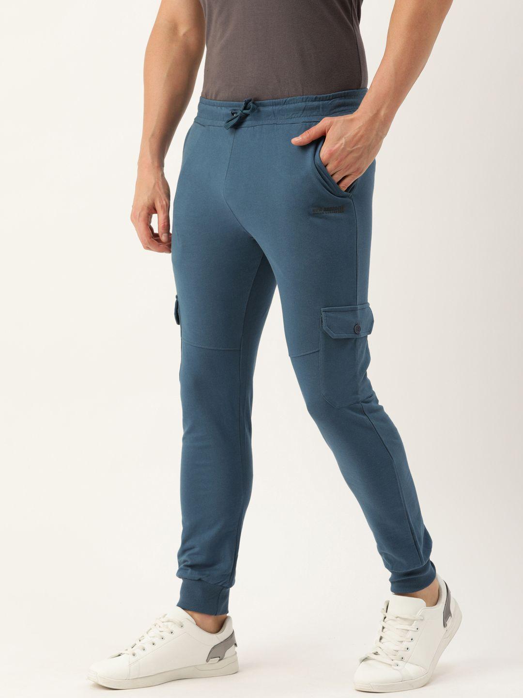 the indian garage co men blue solid slim fit jogger