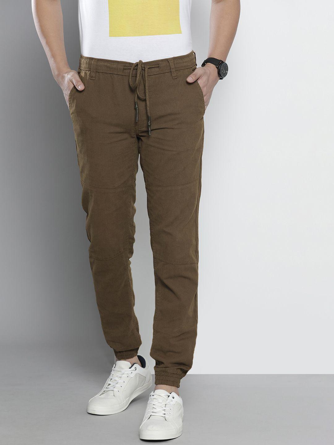 the indian garage co men brown joggers trousers