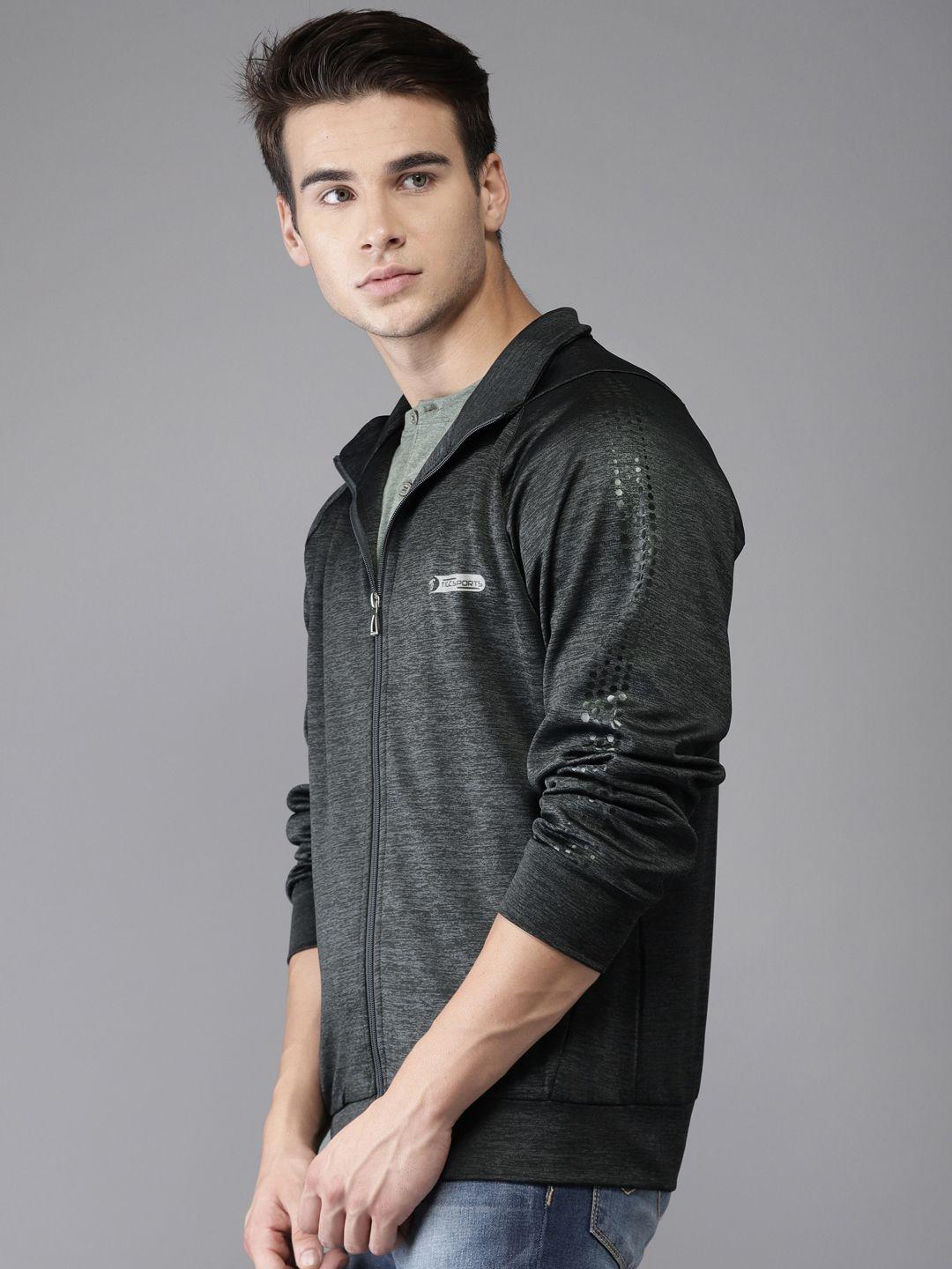 the indian garage co men charcoal printed sporty jacket