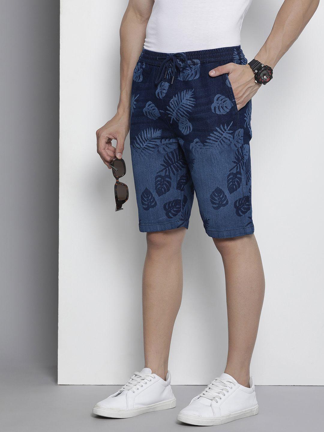 the indian garage co men floral printed denim shorts