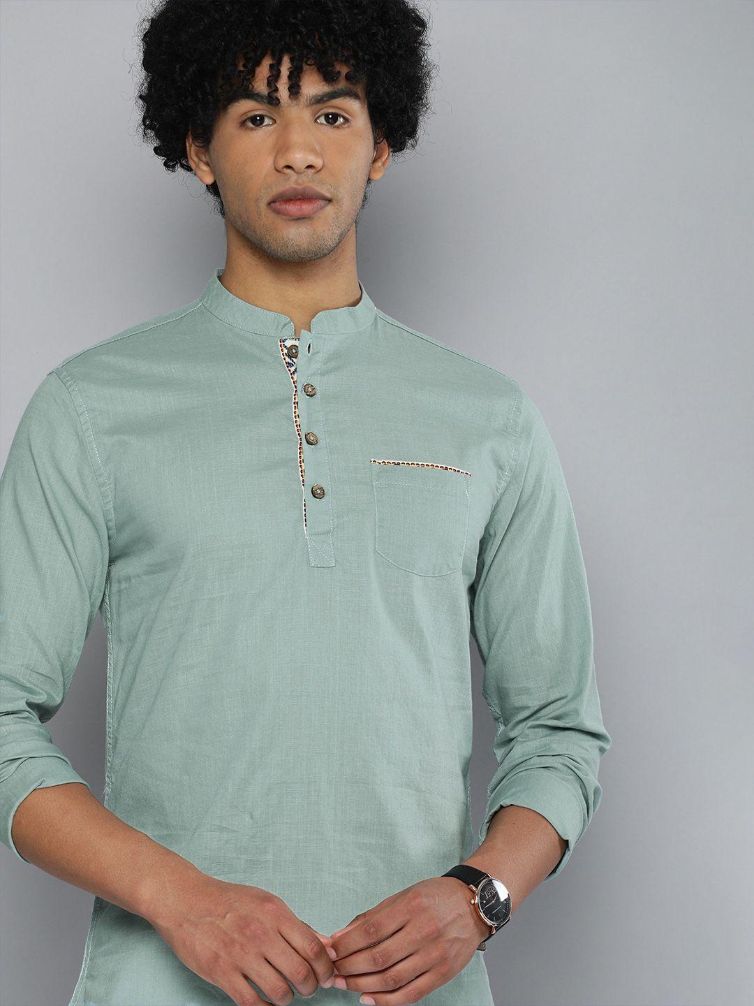 the indian garage co men green kurta