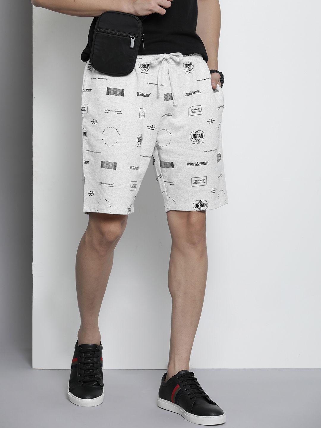 the indian garage co men grey & black printed shorts