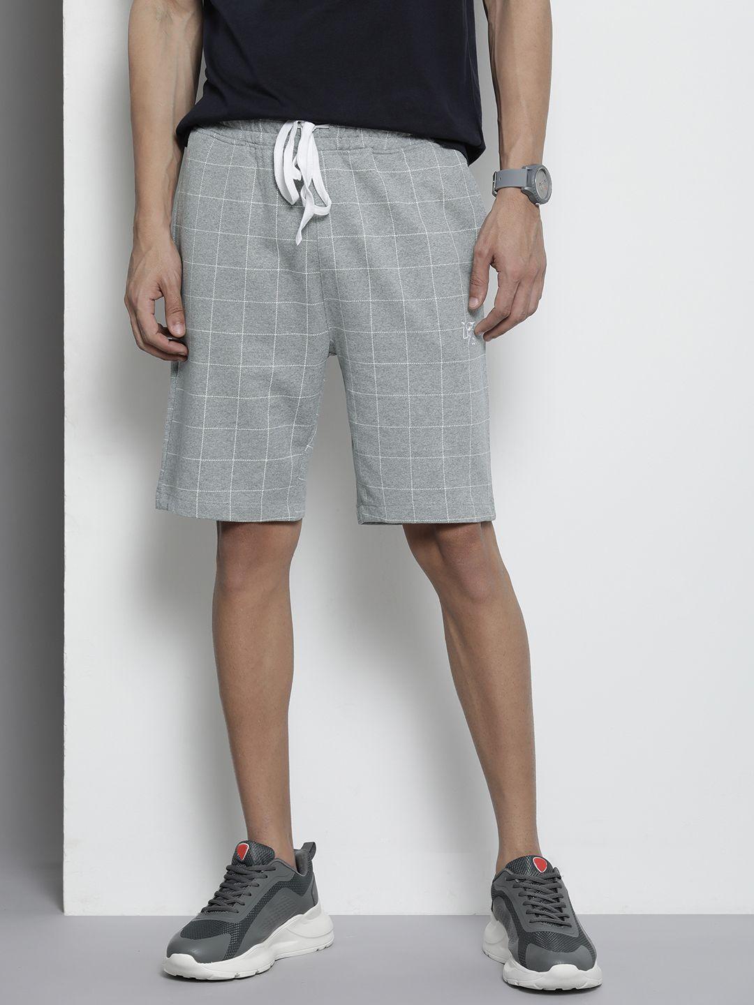 the indian garage co men grey checked shorts