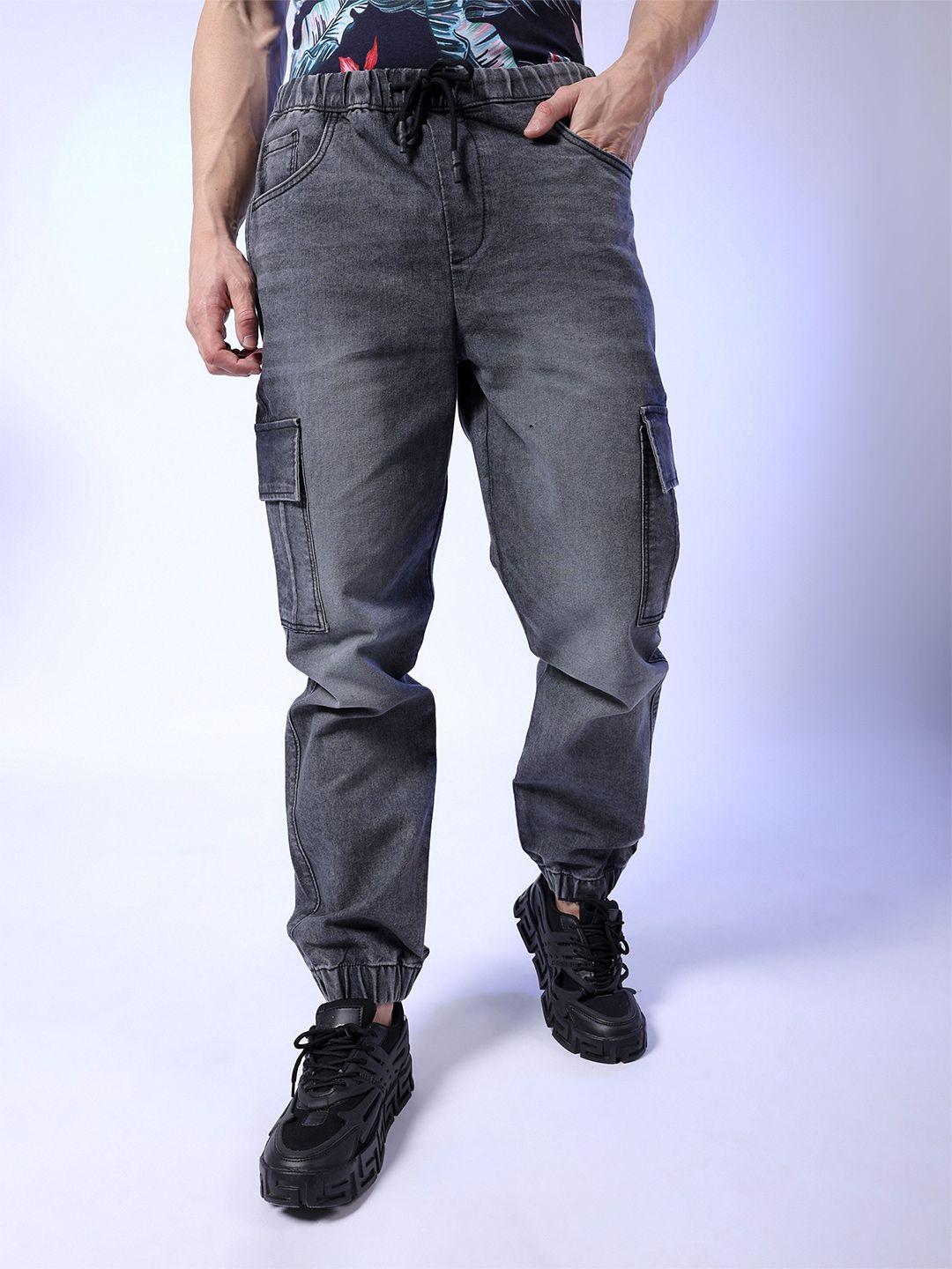 the indian garage co men grey clean look heavy fade stretchable jeans