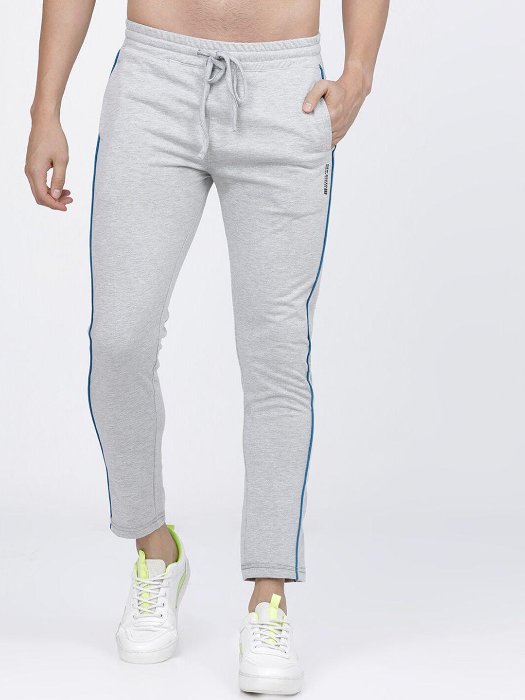 the indian garage co men grey melange solid slim-fit track pants