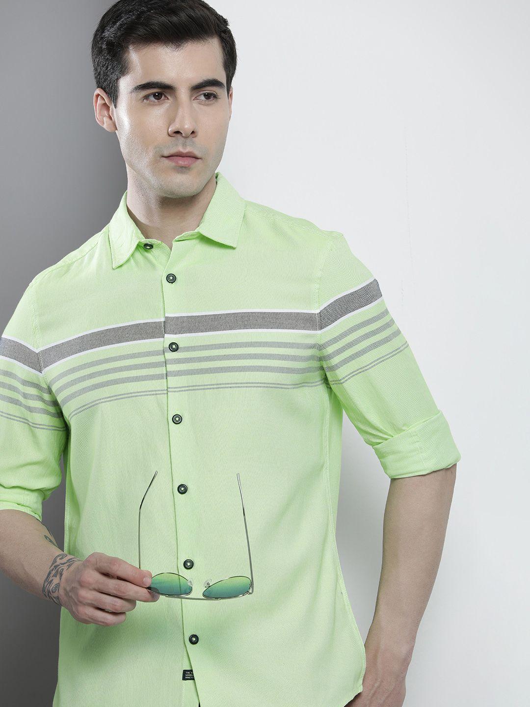 the indian garage co men horizontal striped casual shirt