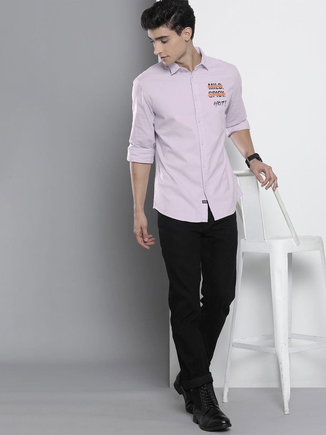 the indian garage co men lavender cotton classic fit casual shirt