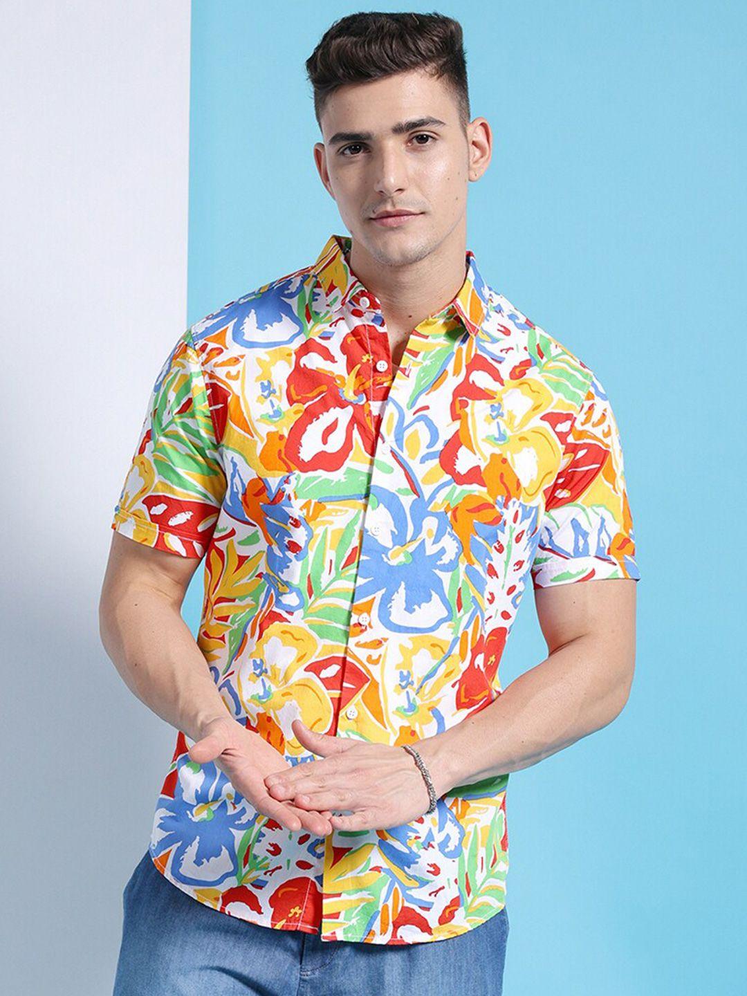 the indian garage co men multicoloured slim fit printed casual shirt