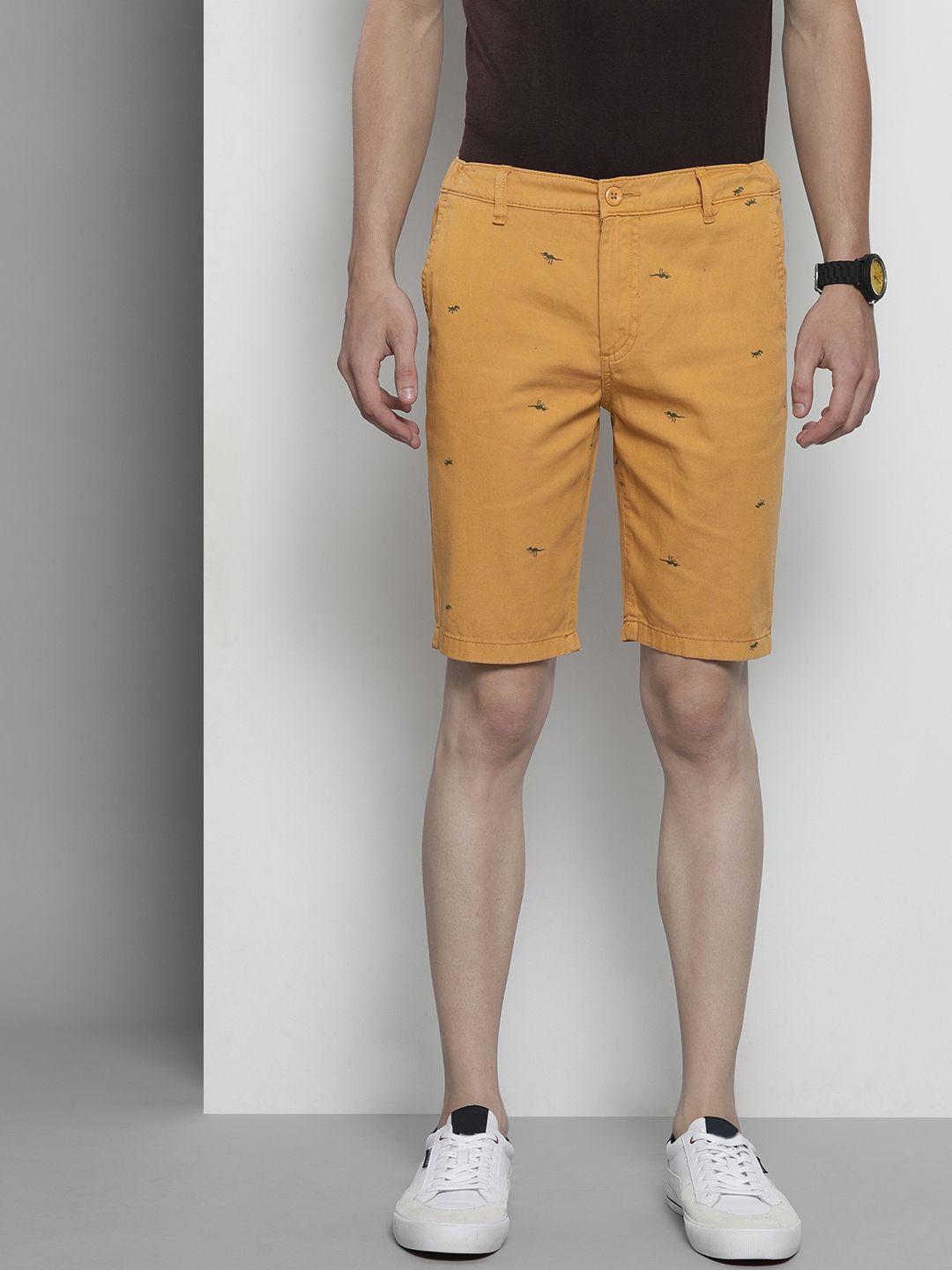the indian garage co men mustard conversational printed shorts