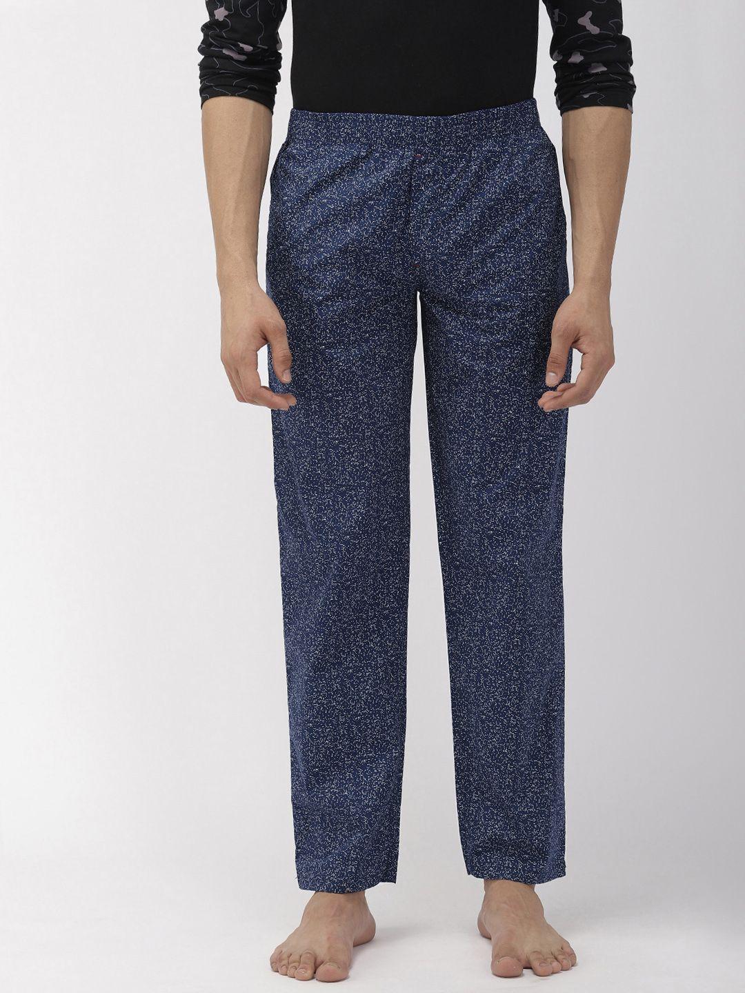 the indian garage co men navy blue printed lounge pants