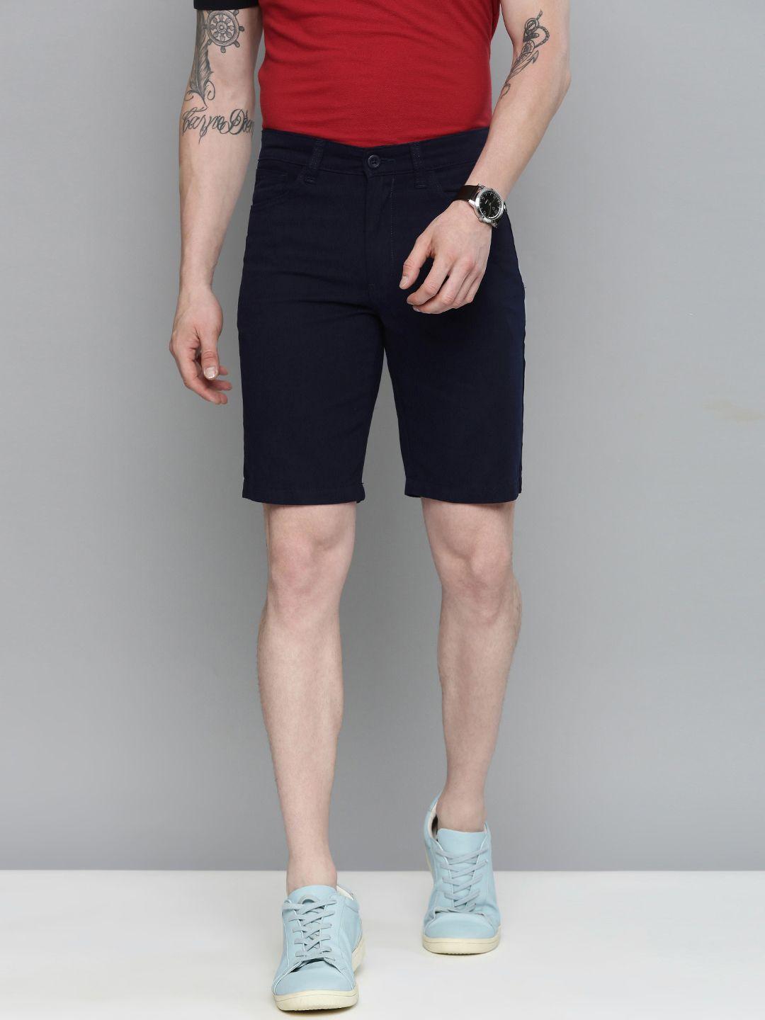 the indian garage co men navy blue slim fit chino shorts