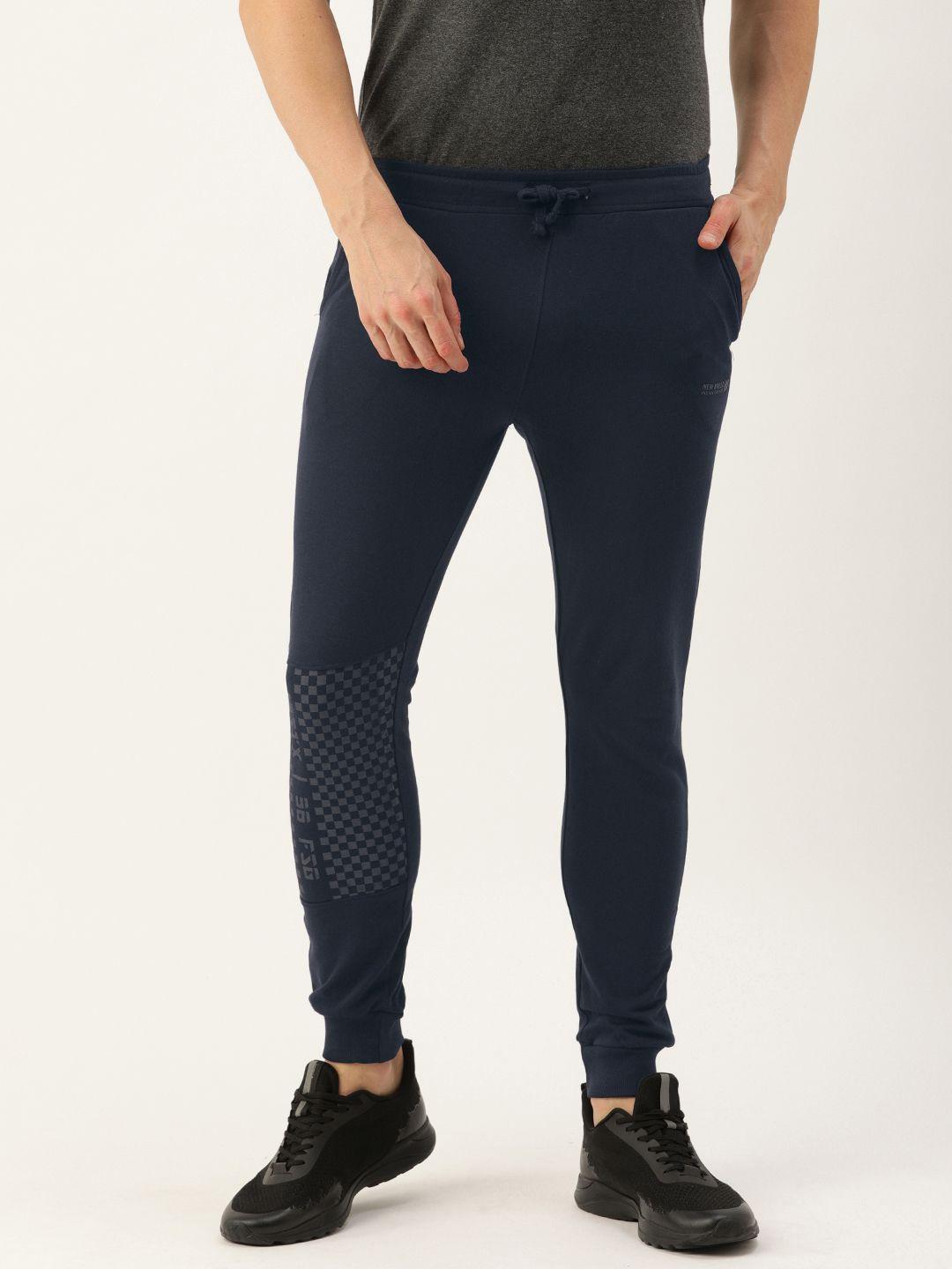 the indian garage co men navy blue solid straight fit joggers