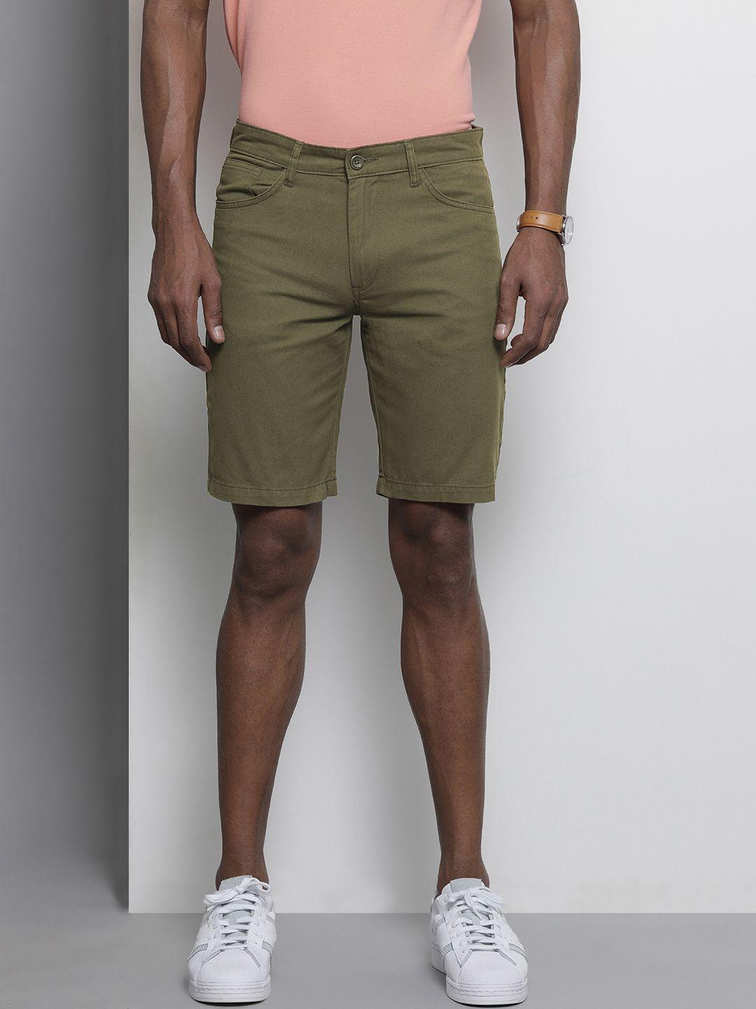 the indian garage co men olive green slim fit chino shorts