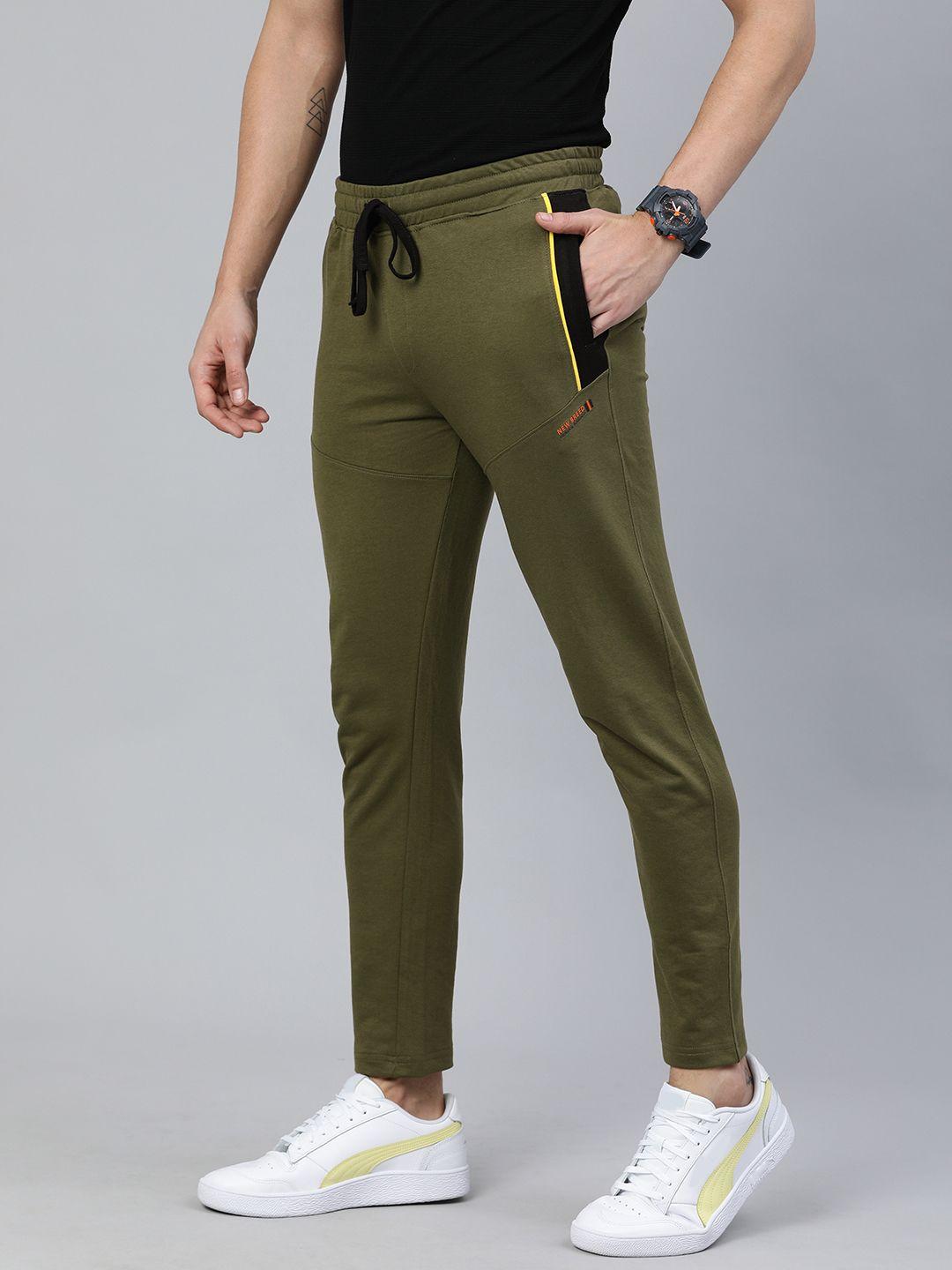 the indian garage co men olive green solid regular fit track pants