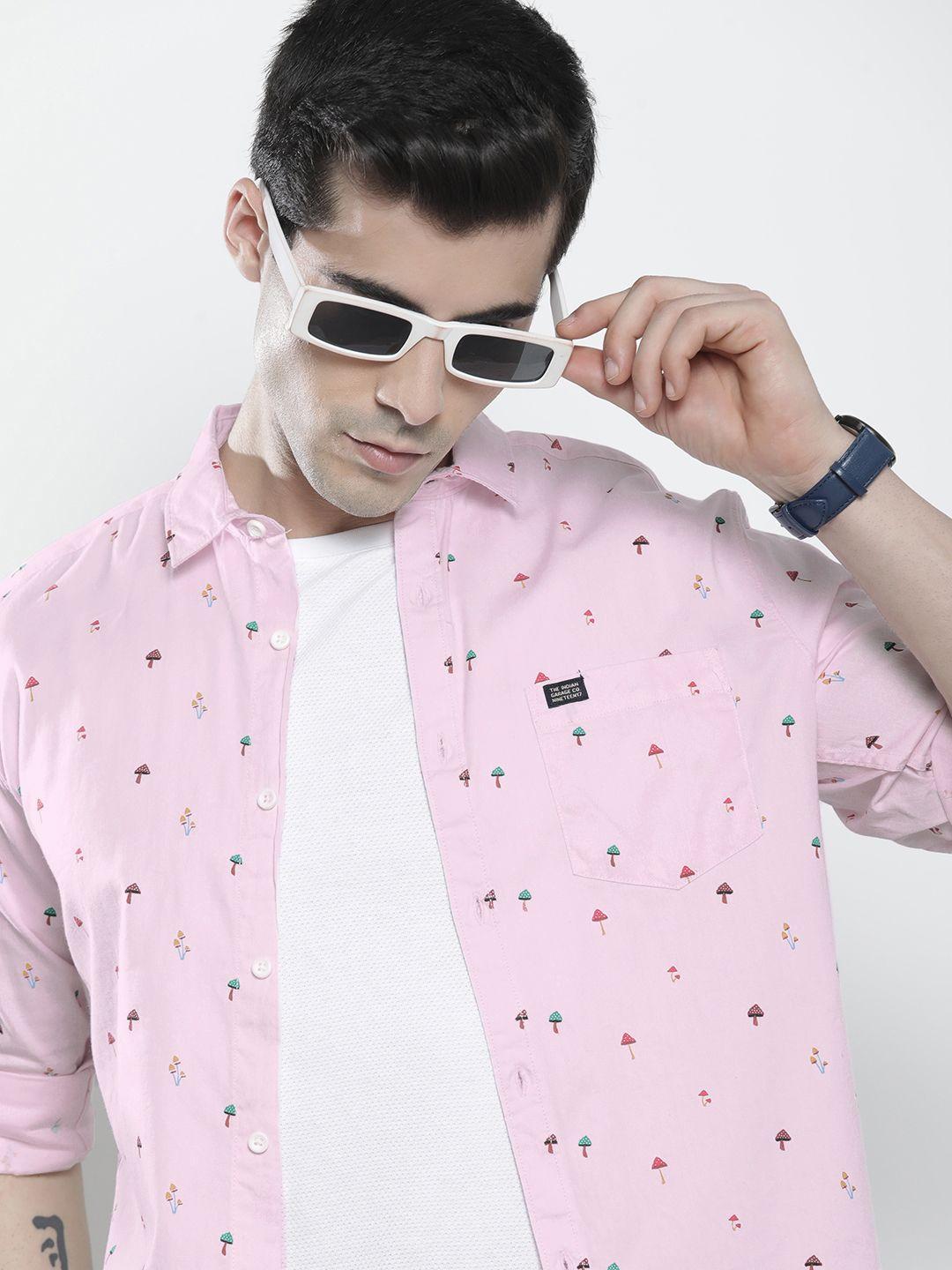 the indian garage co men pink conversational printed casual shirt