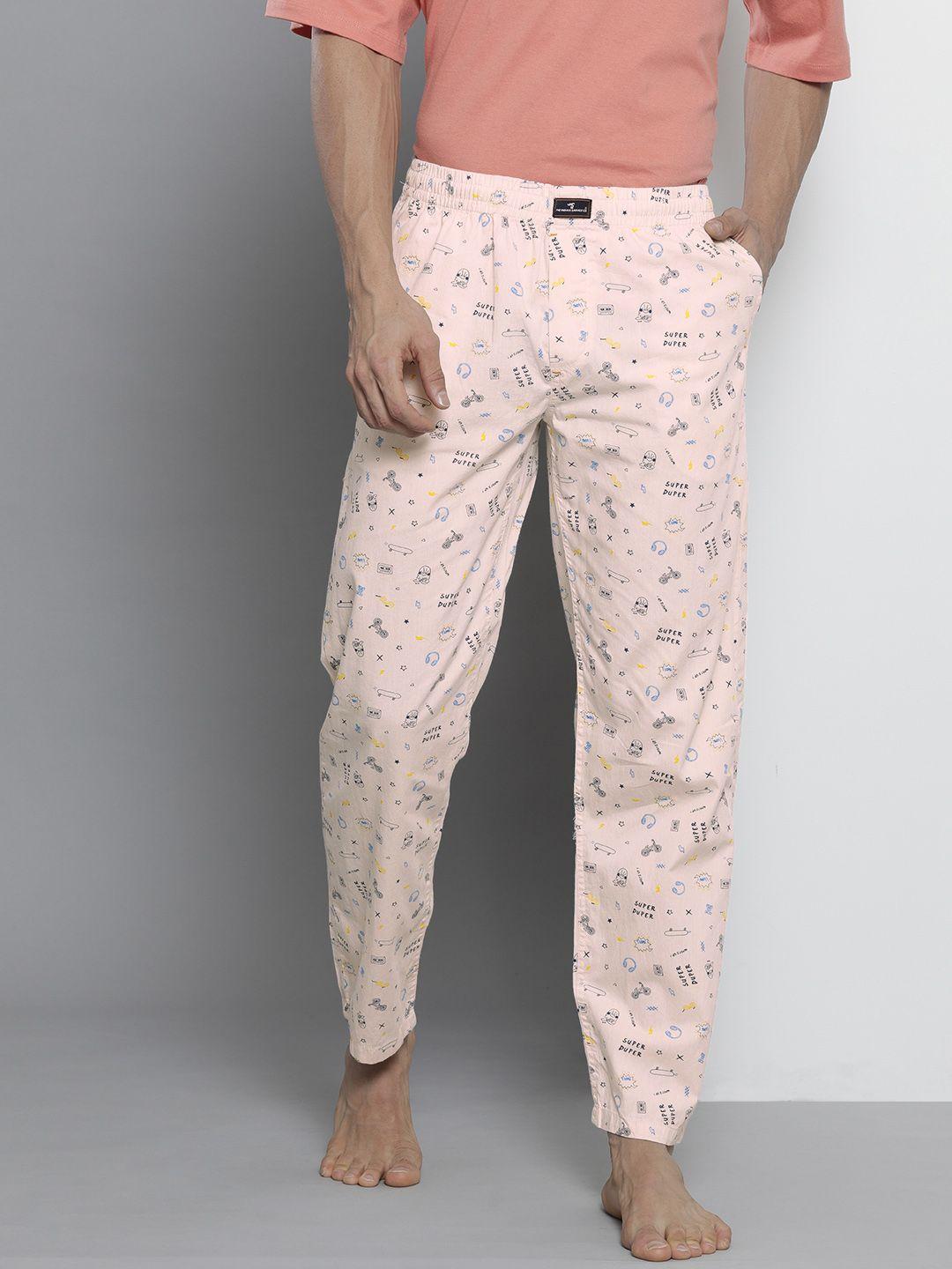 the indian garage co men pink printed lounge pants