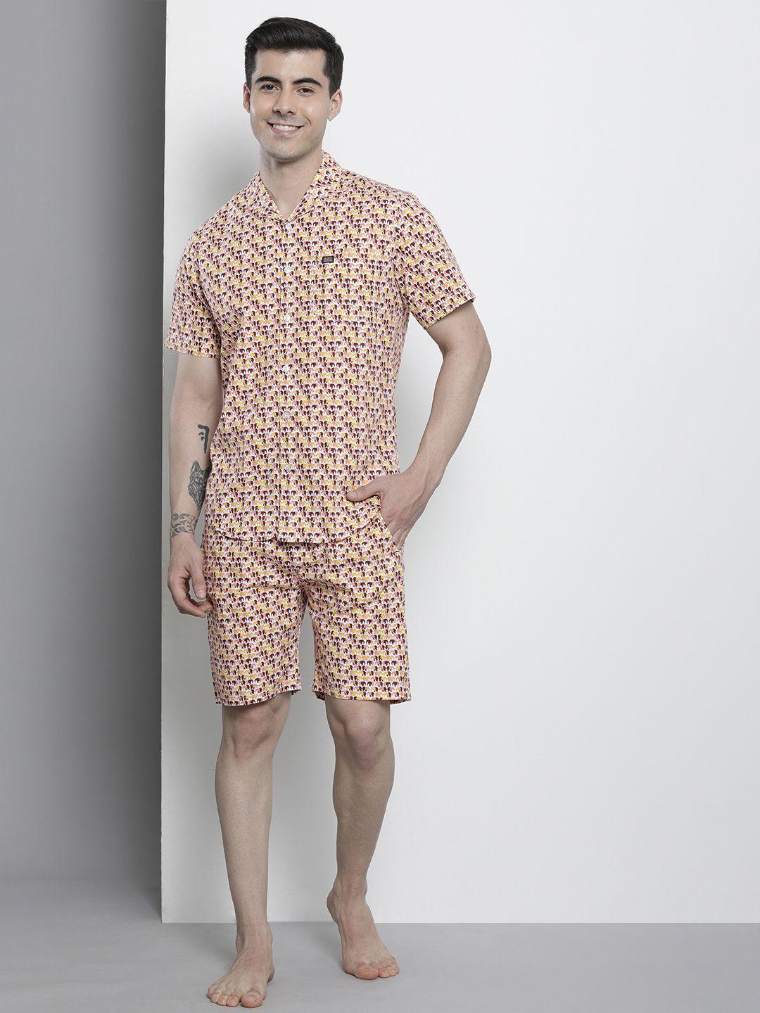the indian garage co men printed pure cotton night suit