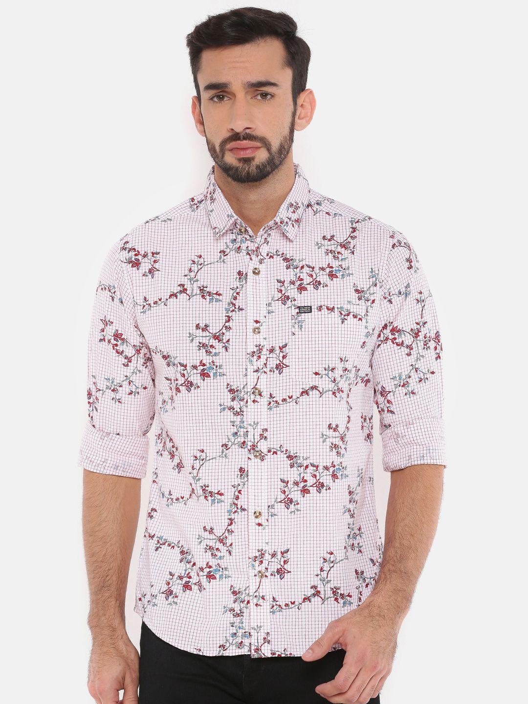 the indian garage co men red regular fit printed casual shirt