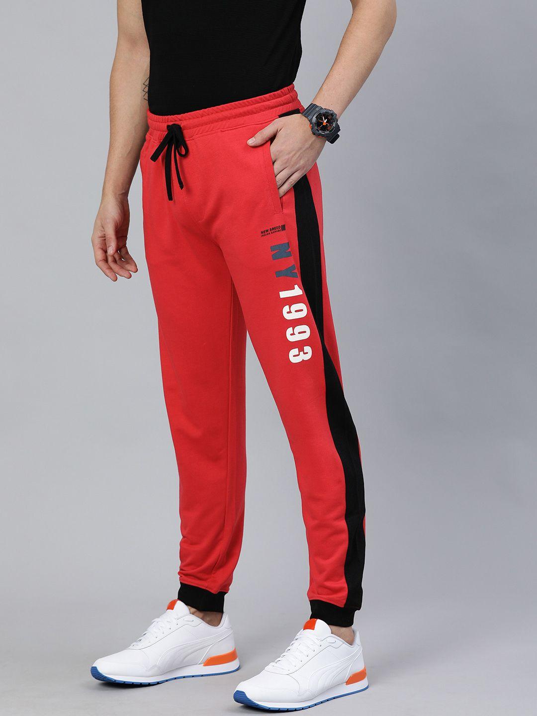 the indian garage co men red solid regular fit joggers