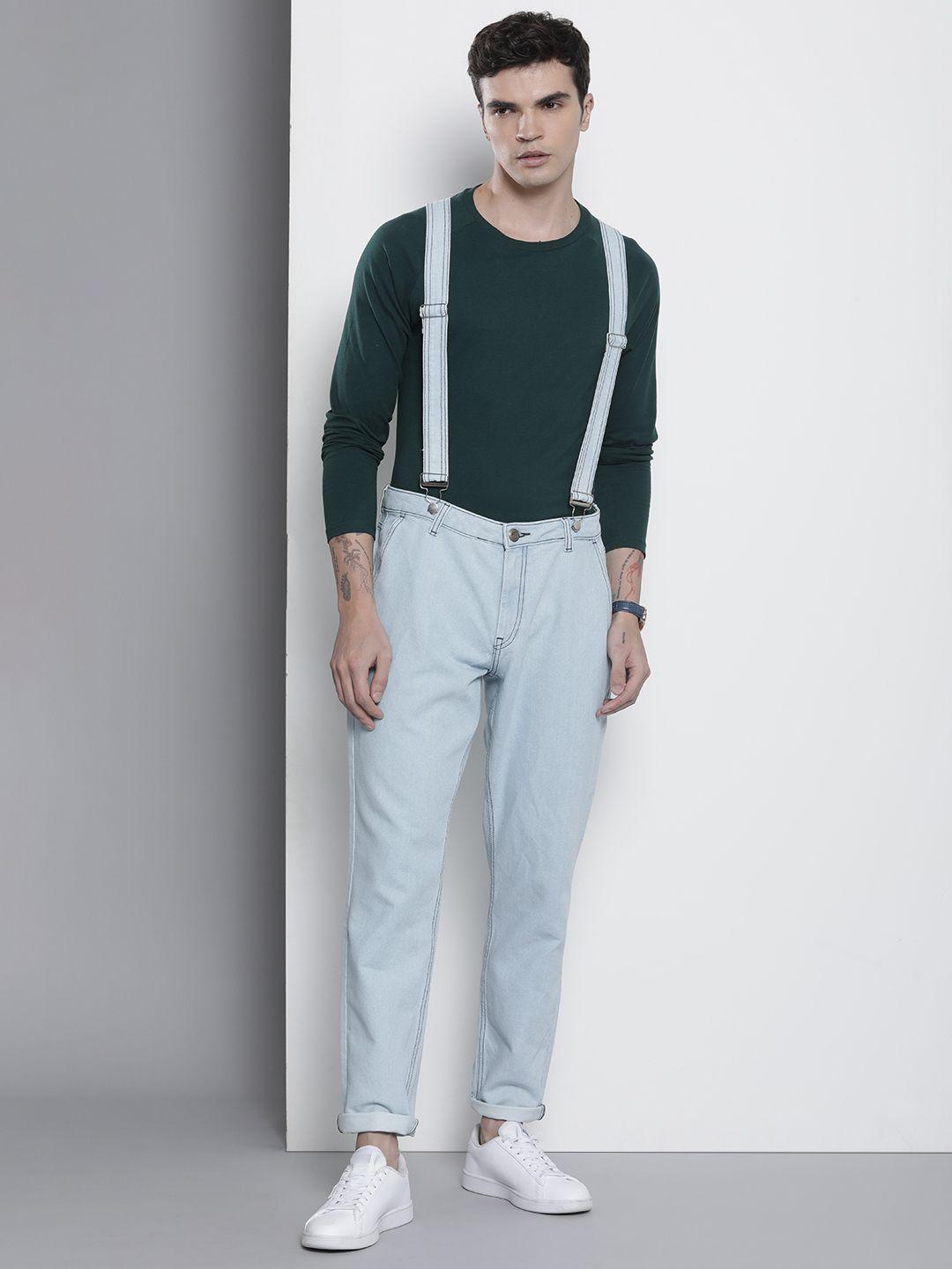 the indian garage co men relaxed fit jeans with attached suspenders