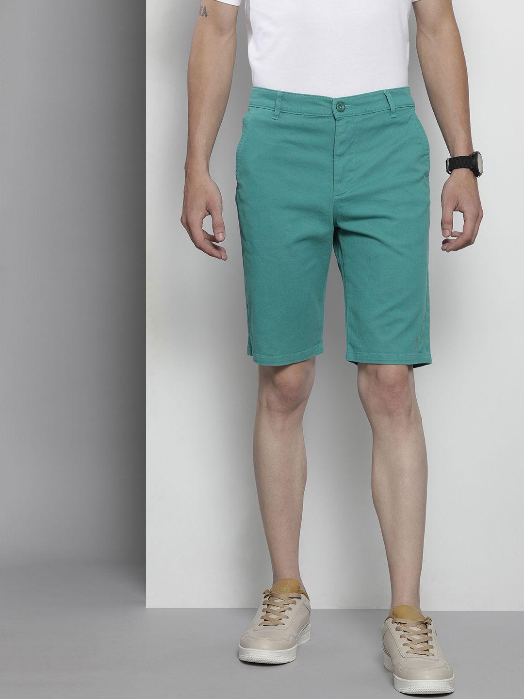 the indian garage co men sea green woven shorts