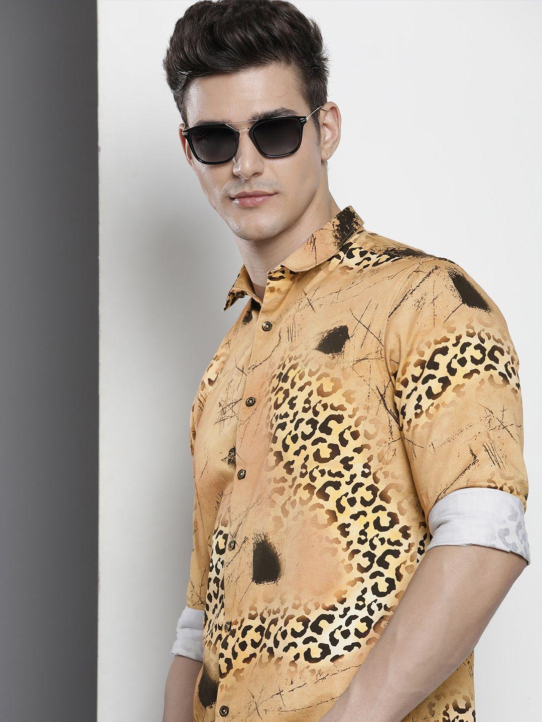 the indian garage co men slim fit animal printed opaque casual shirt