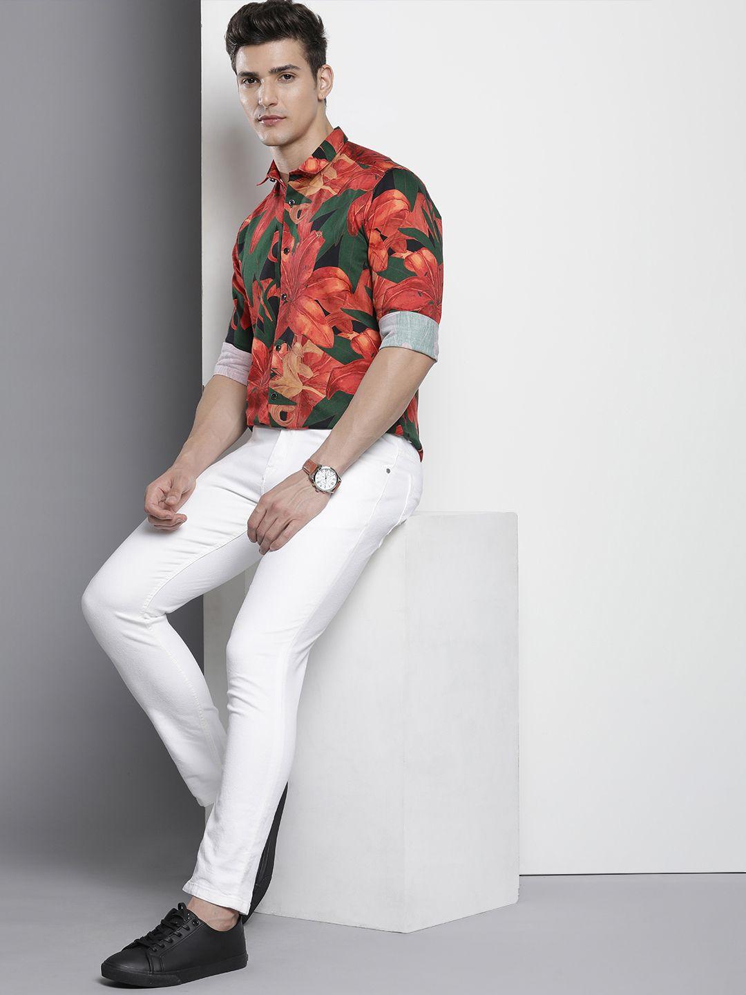 the indian garage co men slim fit floral printed opaque casual shirt