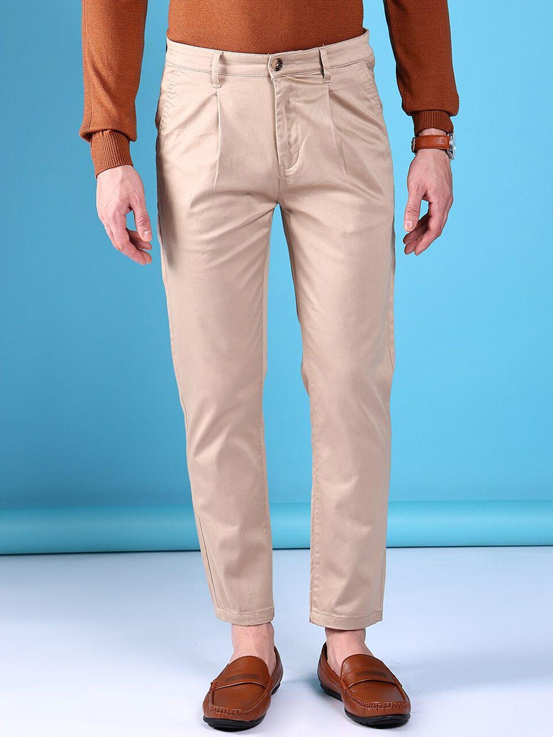 the indian garage co men slim fit mid-rise cotton chinos trousers