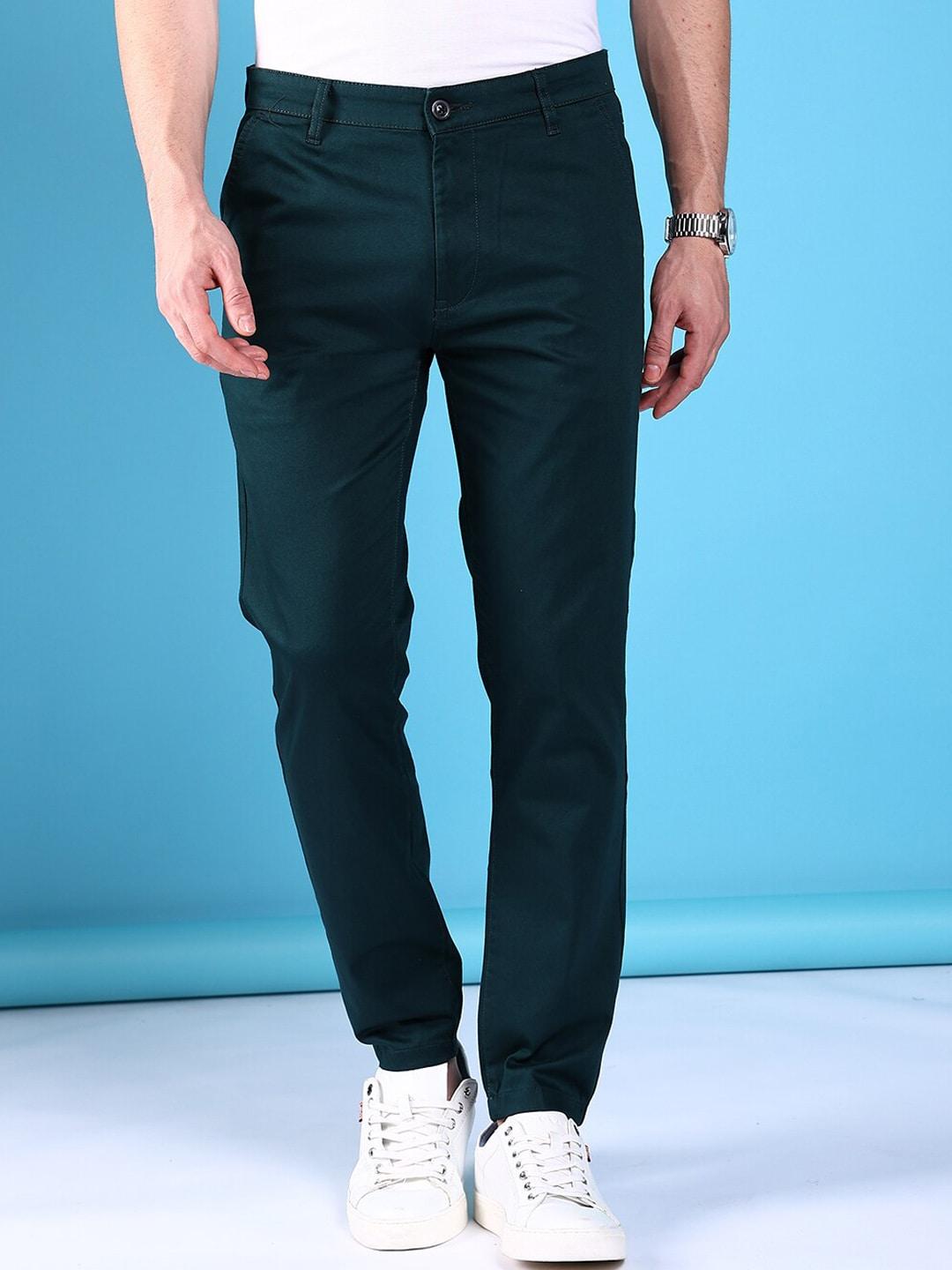 the indian garage co men slim fit mid-rise trousers