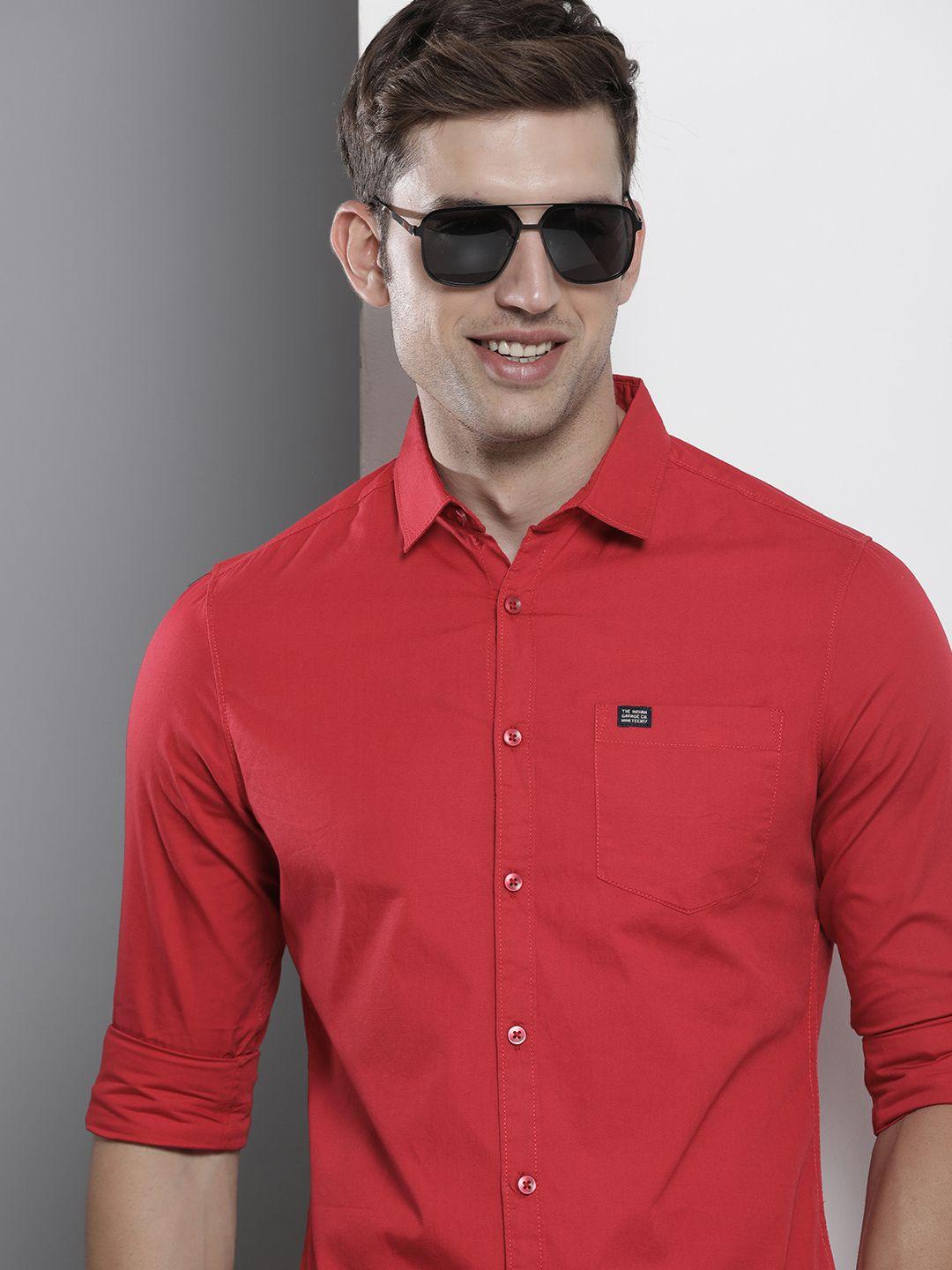 the indian garage co men slim fit opaque casual shirt