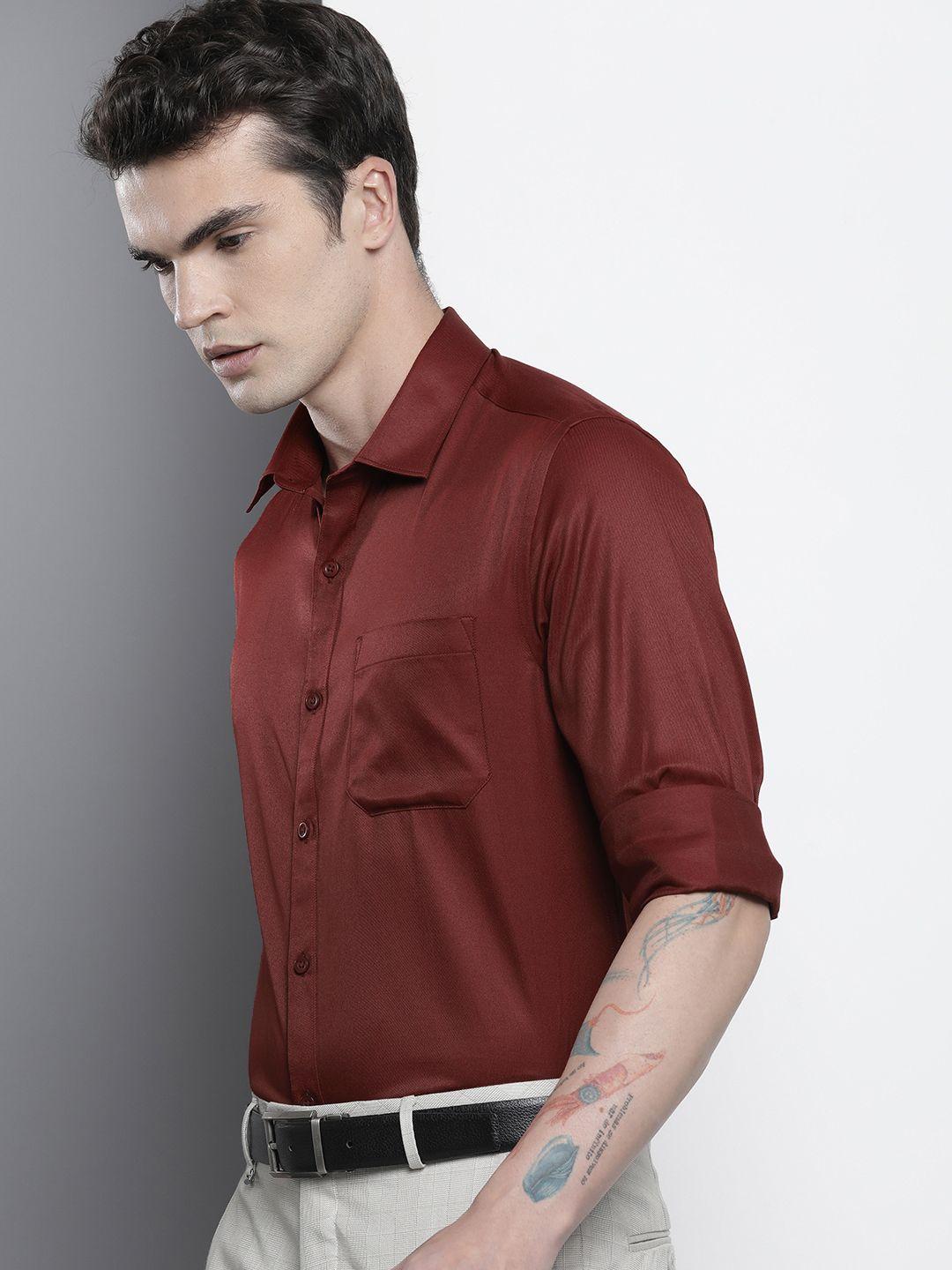 the indian garage co men slim fit opaque formal shirt