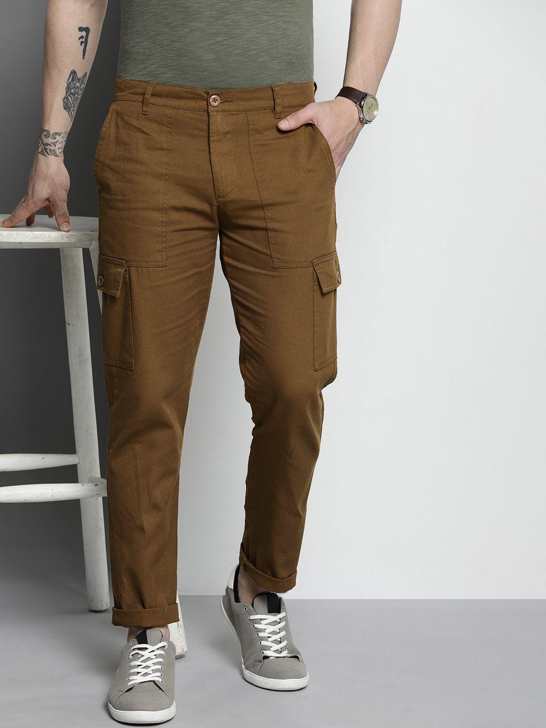 the indian garage co men slim fit pure cotton cargos