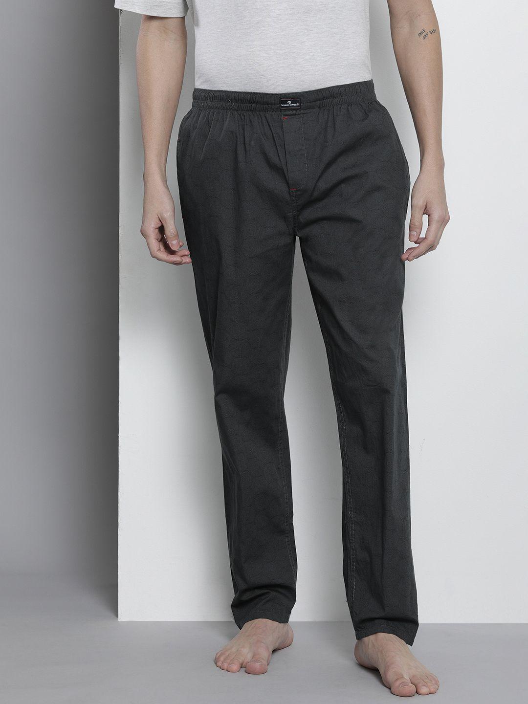 the indian garage co men solid cotton mid rise lounge pants