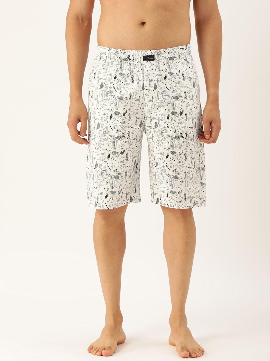 the indian garage co men white & black printed pure cotton boxers 1120-bxr10-11