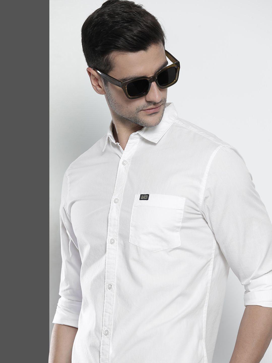 the indian garage co men white comfort cotton casual shirt