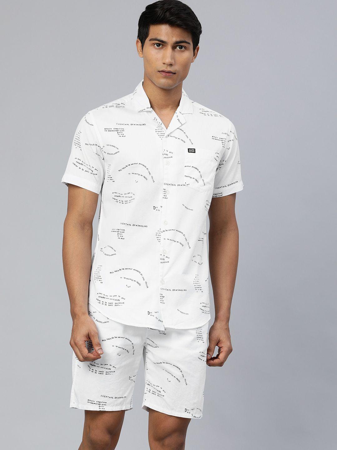 the indian garage co men white printed night suit