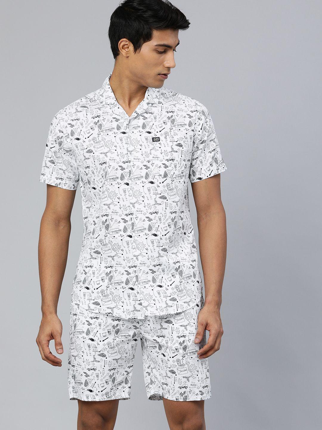 the indian garage co men white printed night suit