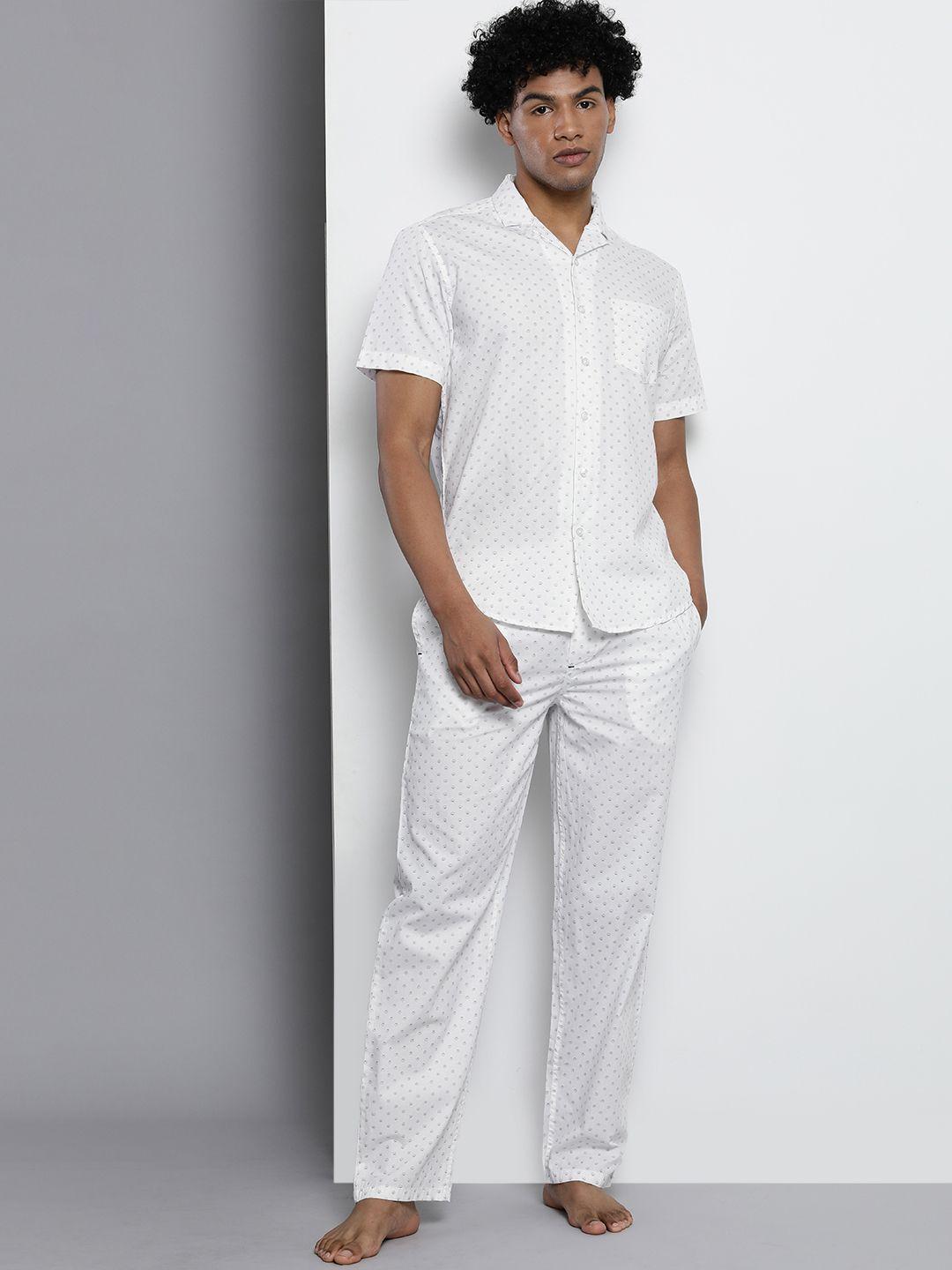 the indian garage co men white printed night suit