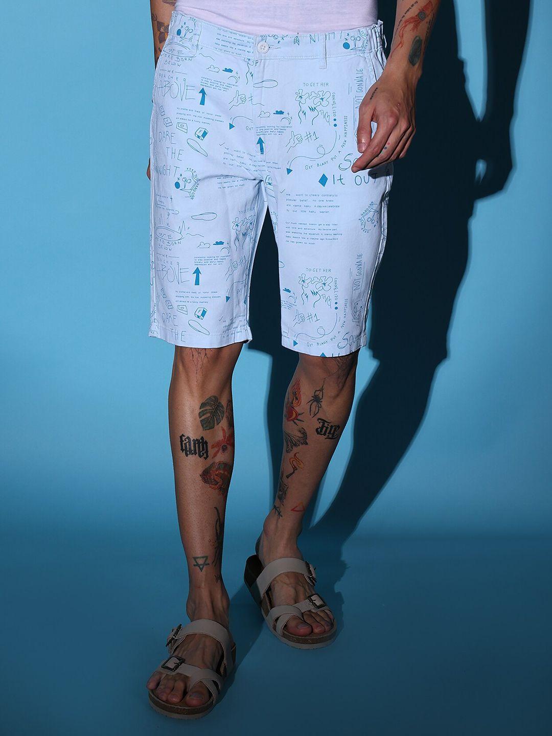 the indian garage co men white printed slim fit outdoor shorts