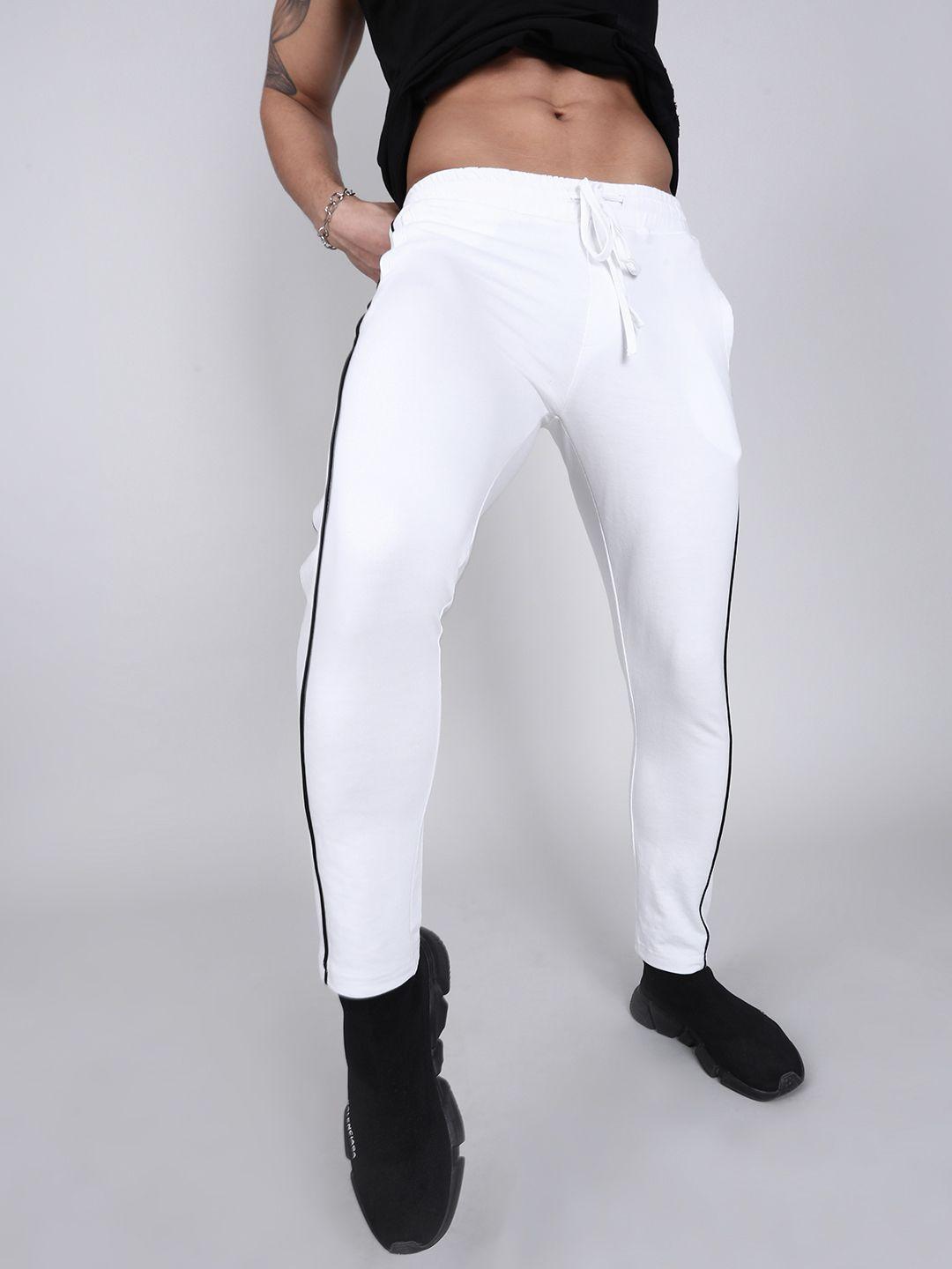 the indian garage co men white solid slim-fit joggers