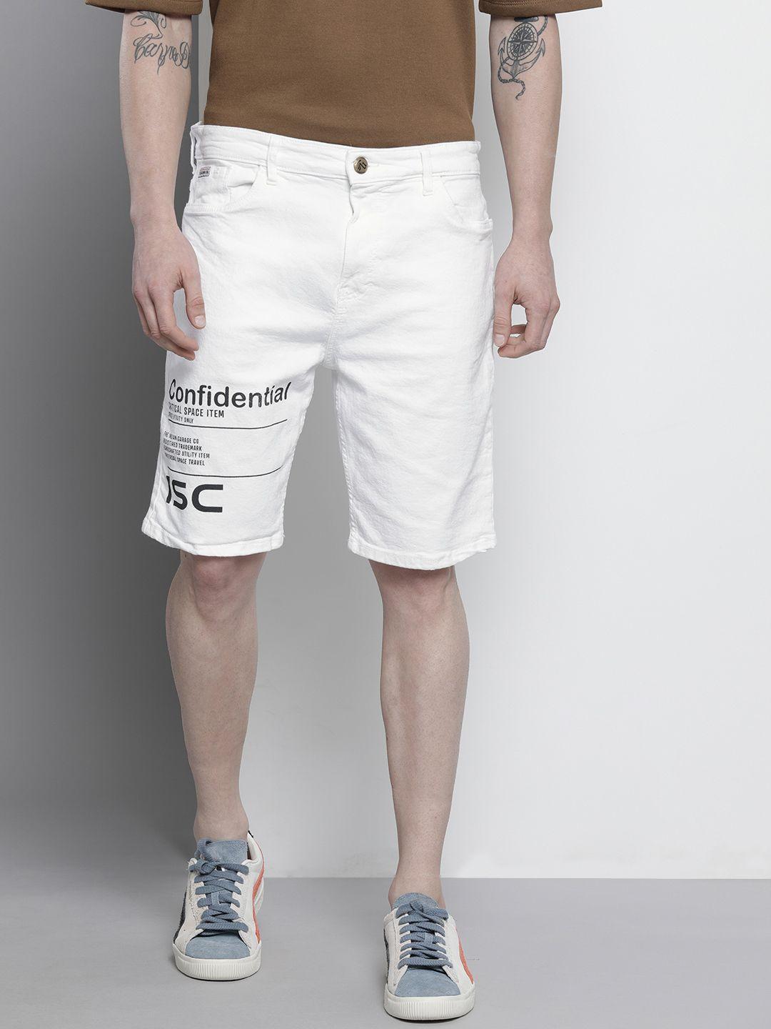 the indian garage co men white typography printed slim fit shorts