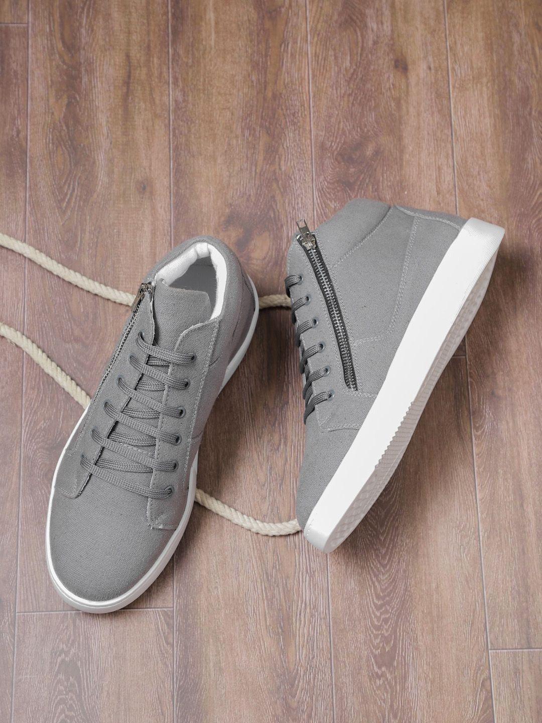 the indian garage co men zip detail mid-top canvas sneakers