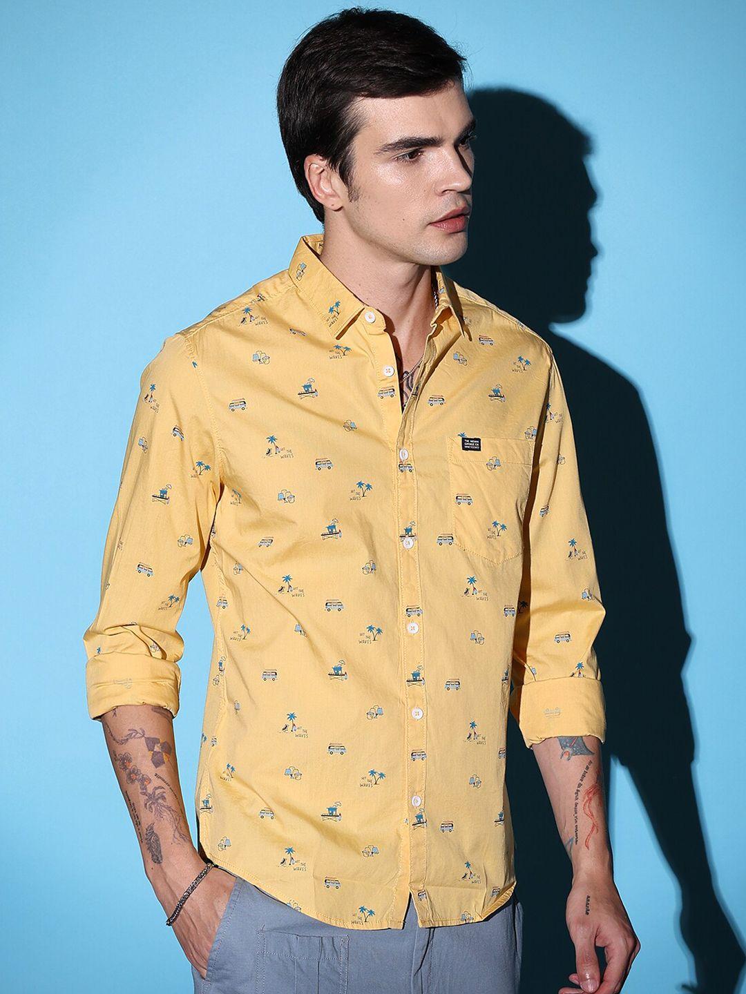 the indian garage co slim fit conversational printed pure cotton casual shirt